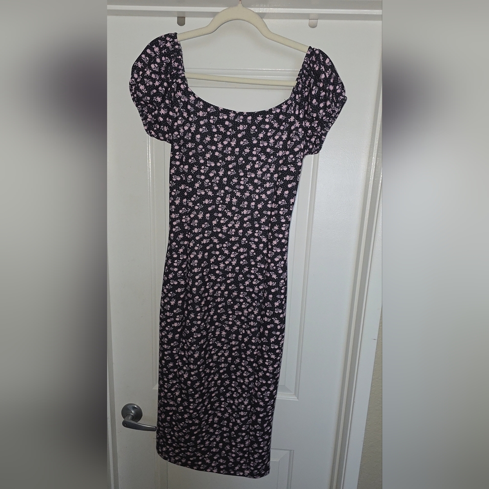 Betsey Johnson Floral Lace Up Midi Dress Feminine Date Night Brunch - Picture 4 of 4
